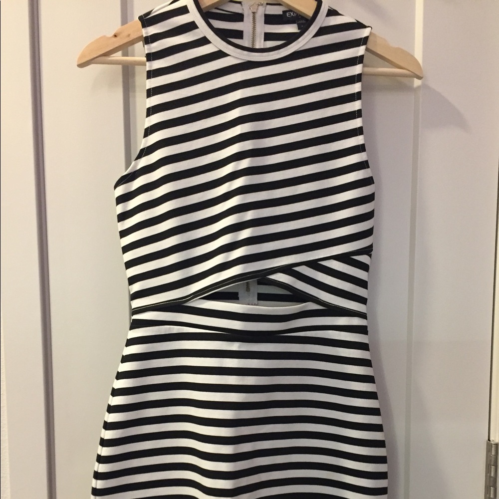 Cut off stripe midi dress